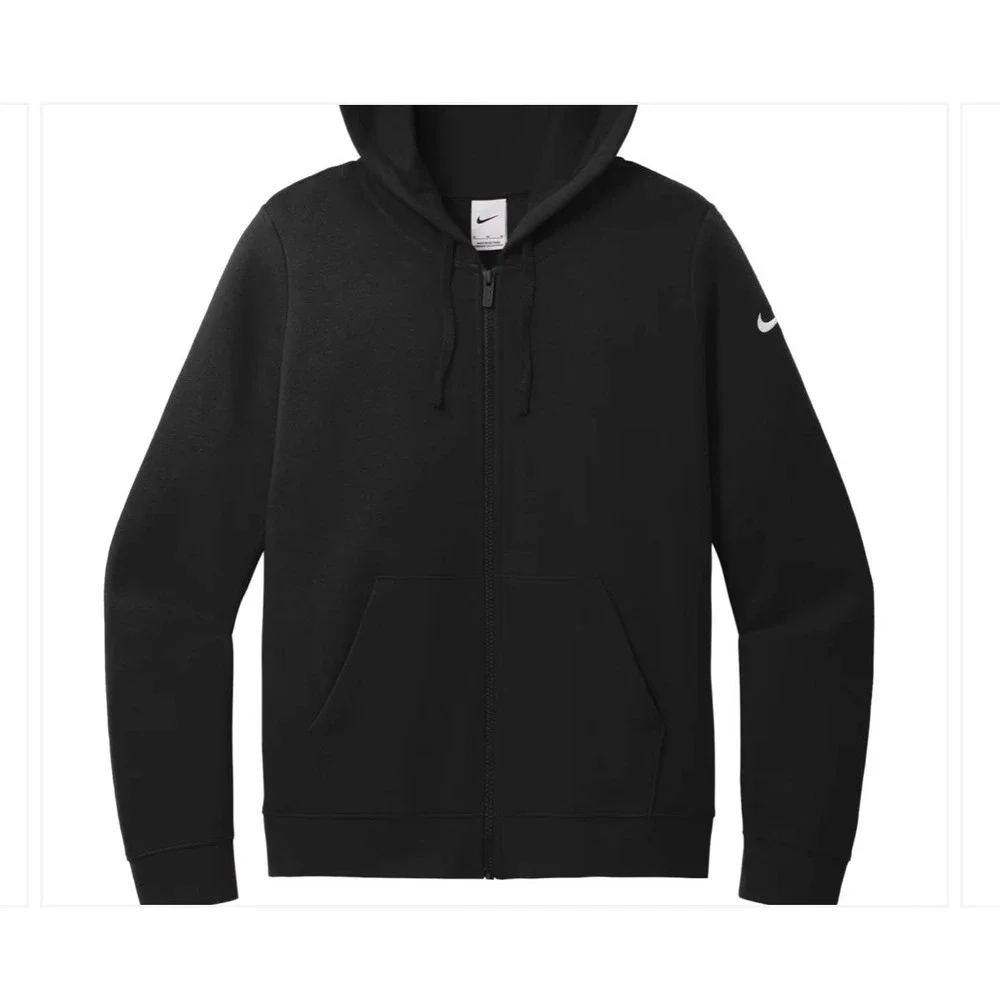 Nike Womens Hoodie XS Black Poly Blend AH8897-010 Full Zip Swoosh Logo
